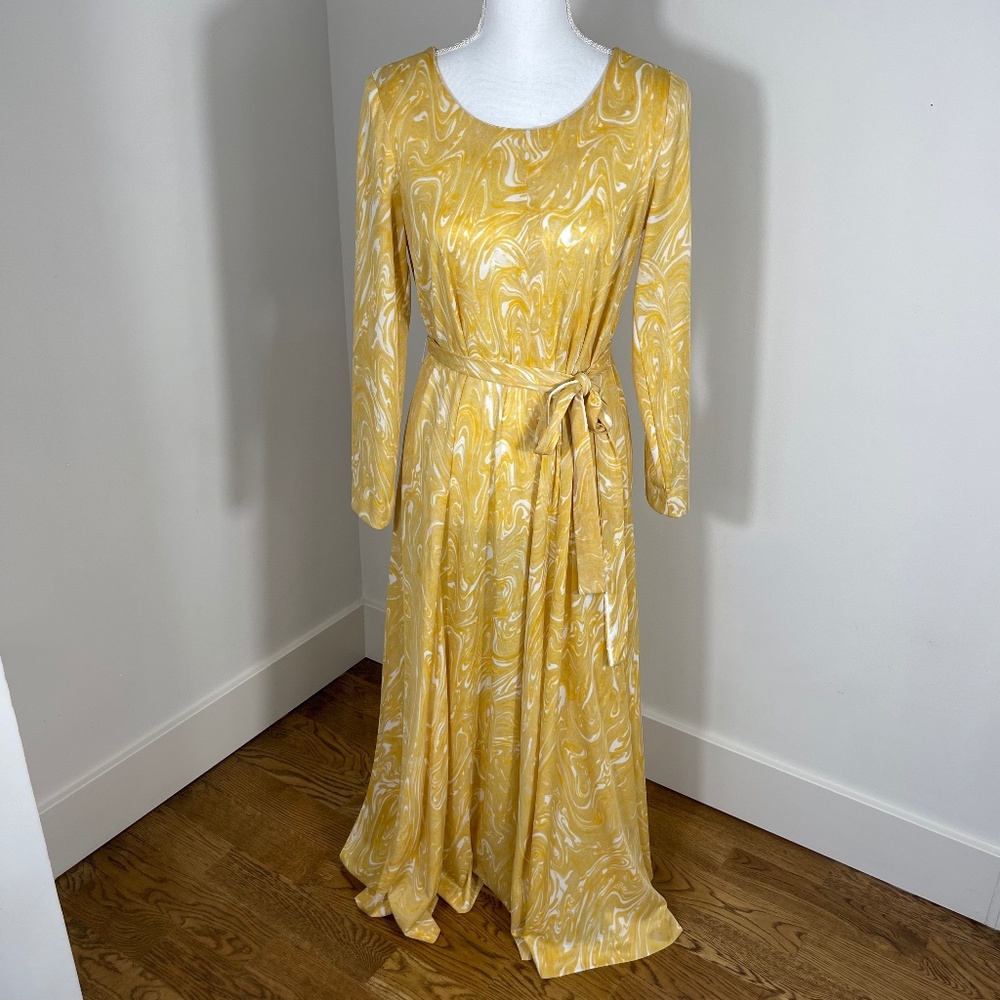 Vintage 70's Swirl Print Maxi Dress